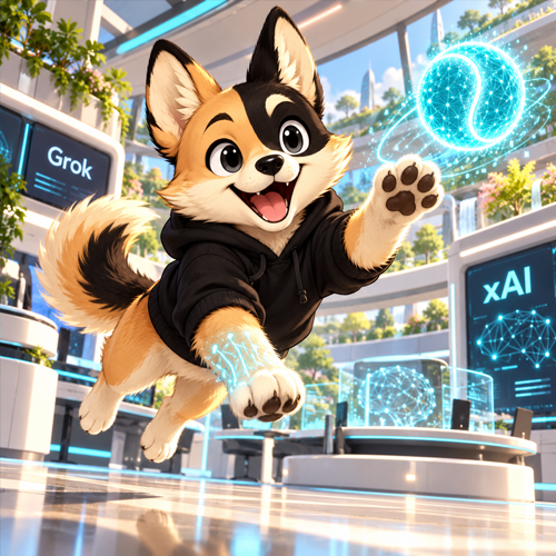 Byte the dog leaping through a bright lab toward a glowing ball